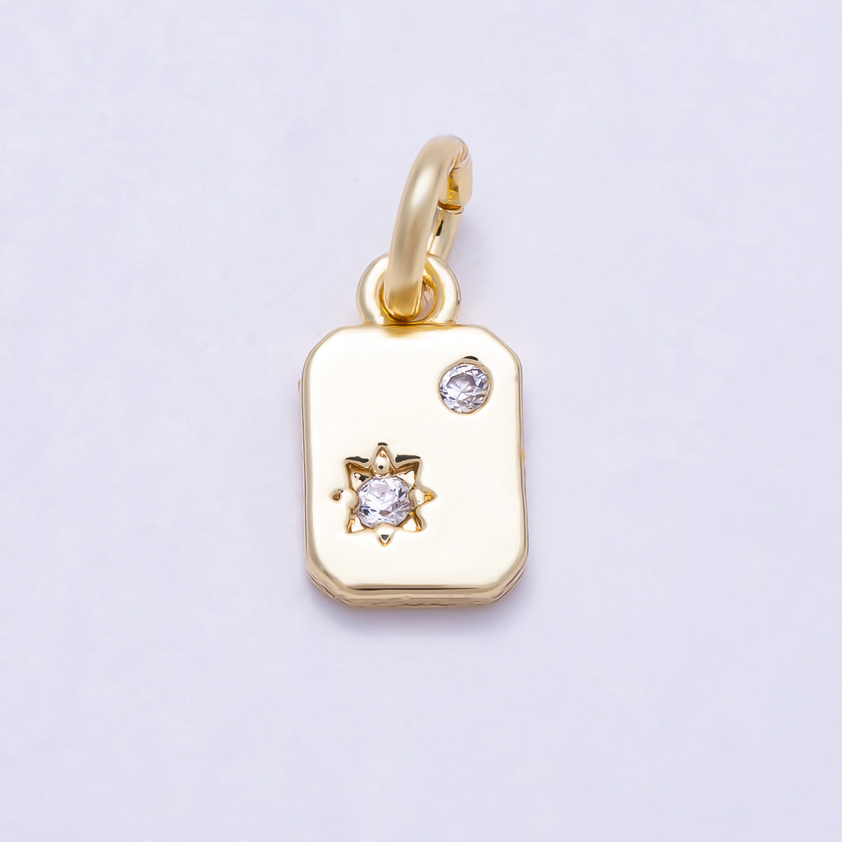 16K Gold Filled 9mm Rectangular Starburst Tag Charm in Gold & Silver | Charms-01933 - Charms-01934