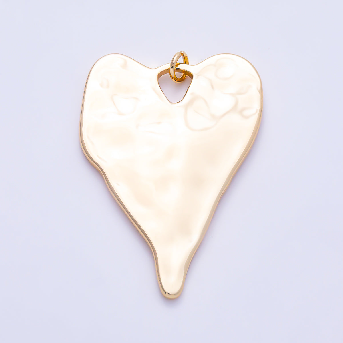 16K Gold Filled 49mm Large Hammered Organic Heart Statement Pendant in Gold & Silver | Charms-01950 - Charms-01951