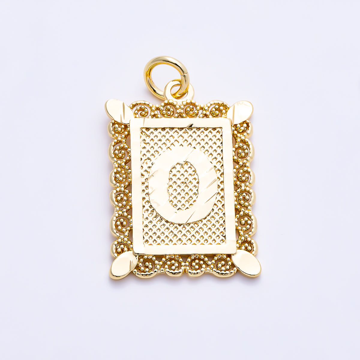 16K Gold Filled 21mm Vintage Tile Tag Initial Alphabet Charm (A–Z) | Charms-01952 - Charms-