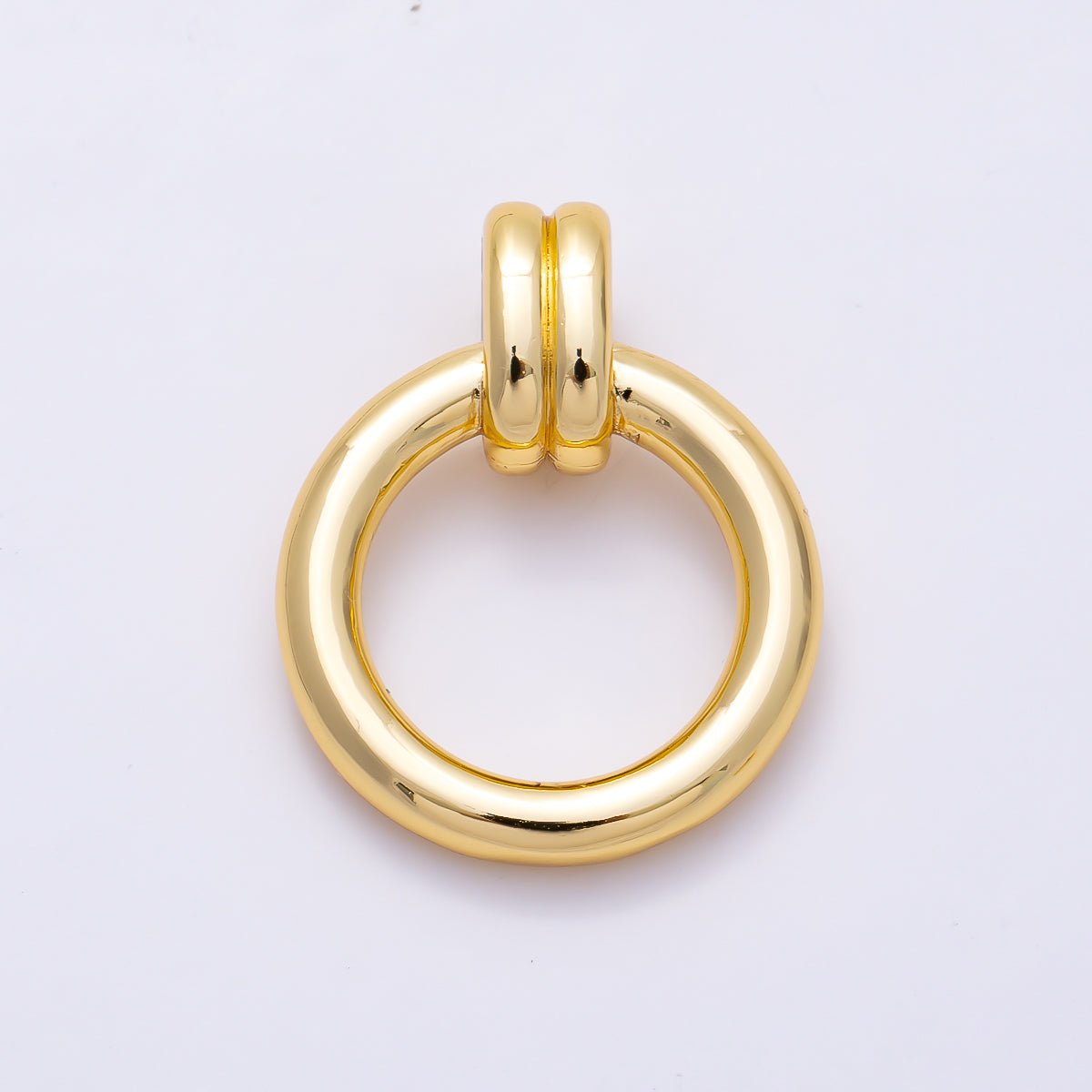 16K Gold Filled 29mm Minimalist Round Geometric Double Bail Pendant | Charms-01980