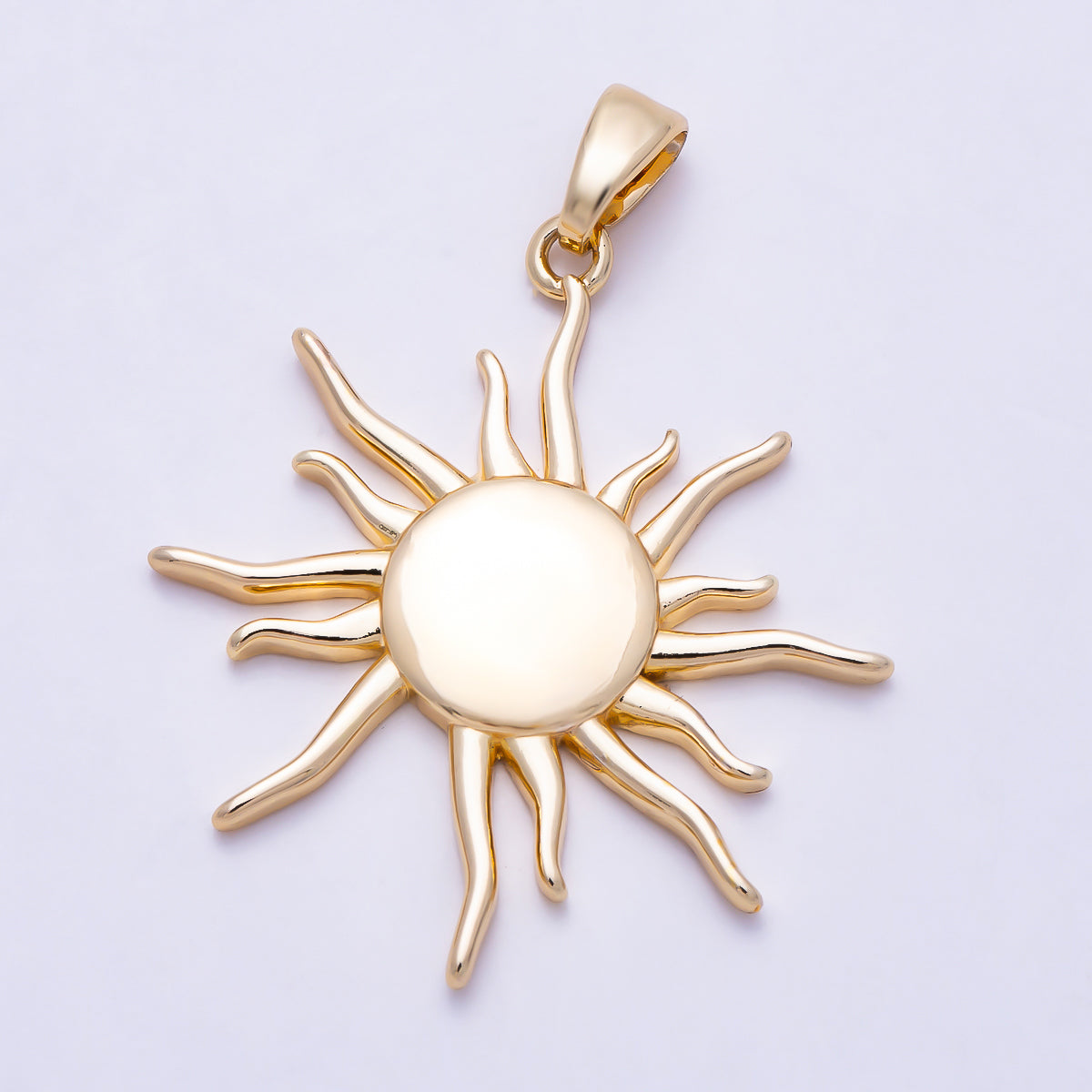 16K Gold Filled 28mm Minimalist Celestial Sun Ray Pendant | Charms-01996