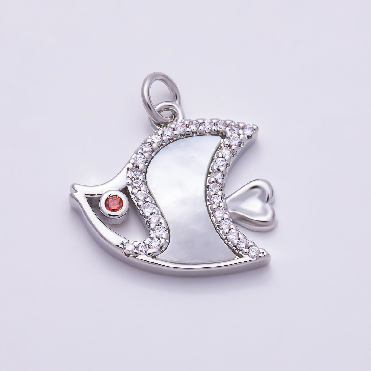 16K Gold Filled 18mm Clear Micro Paved CZ Ocean Tropical Angel Fish Charm | Charms-02035 - Charms-02036