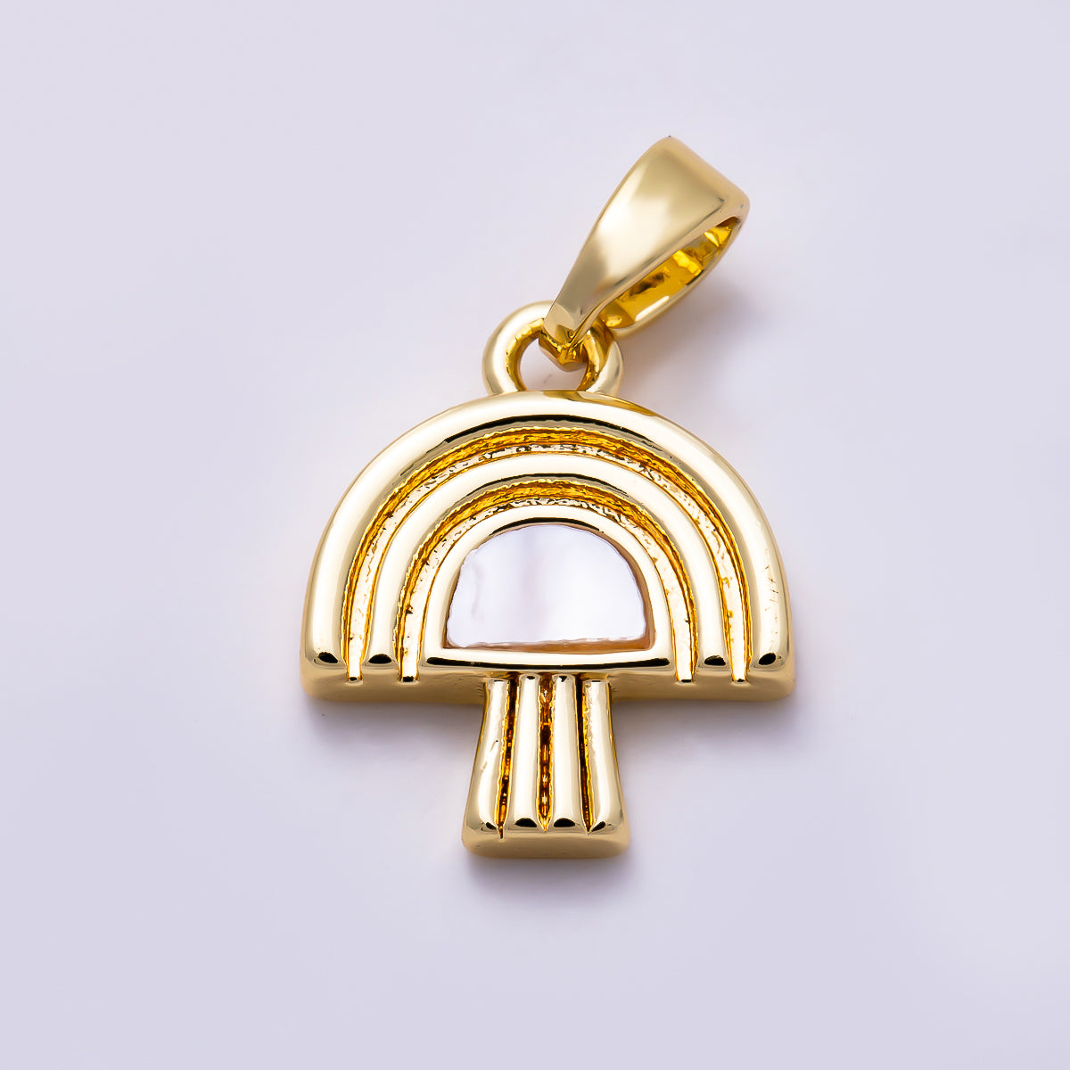 16K Gold Filled 14mm Square Shell Pearl Mushroom Pendant | Charms-02041 - Charms-02042