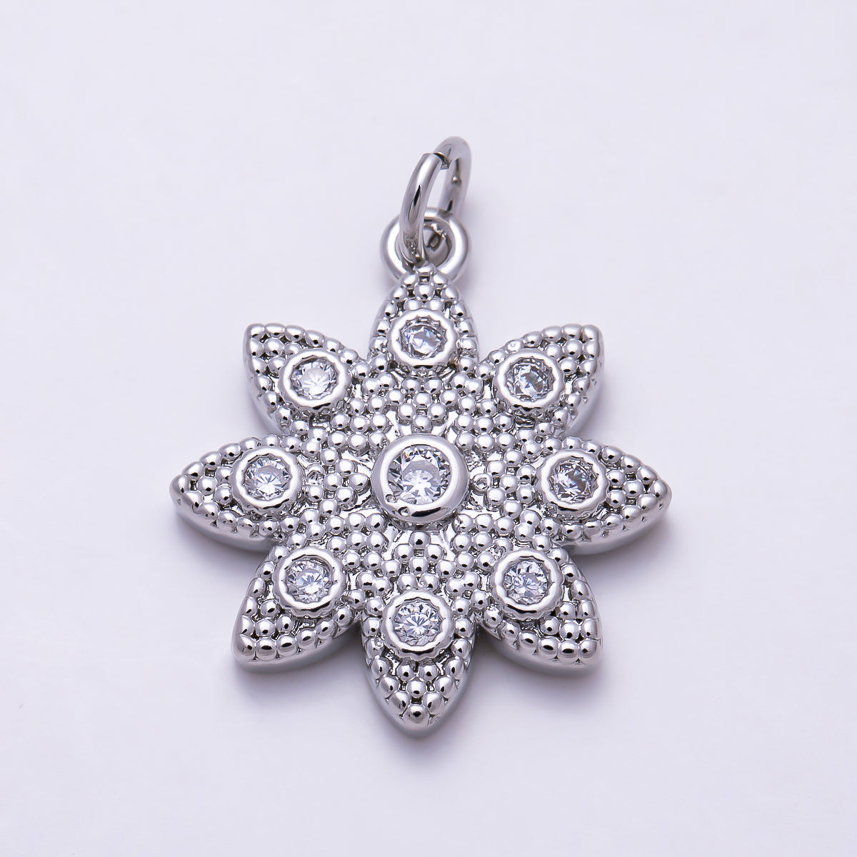 16K Gold Filled 21mm Clear Bohemian Lotus Starburst CZ Celestial Charm | Charms-02043 - Charms-02044