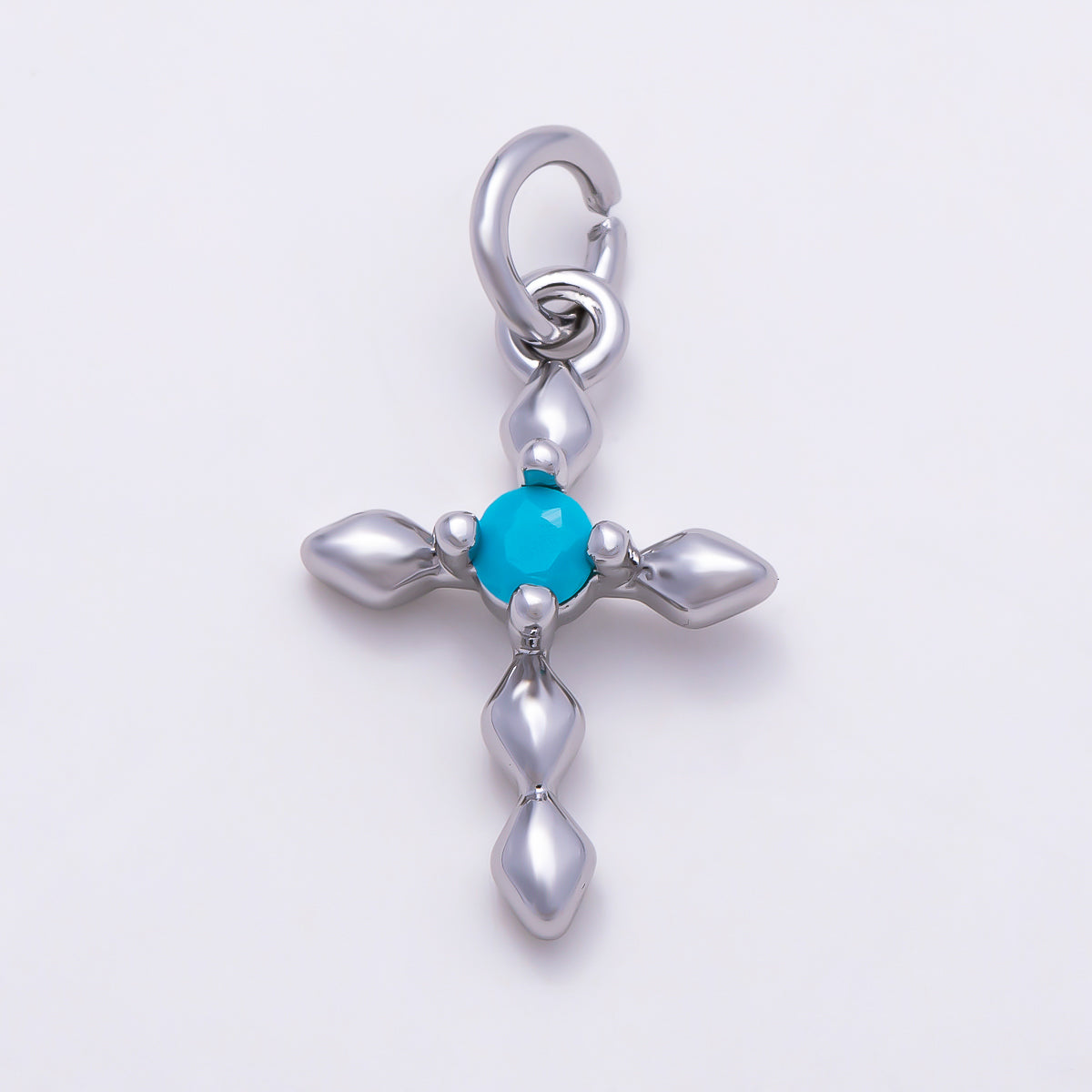 16K Gold Filled 16mm Turquoise Chubby Religious Cross Charm in Gold & Silver | Charms-02052 Charms-02053