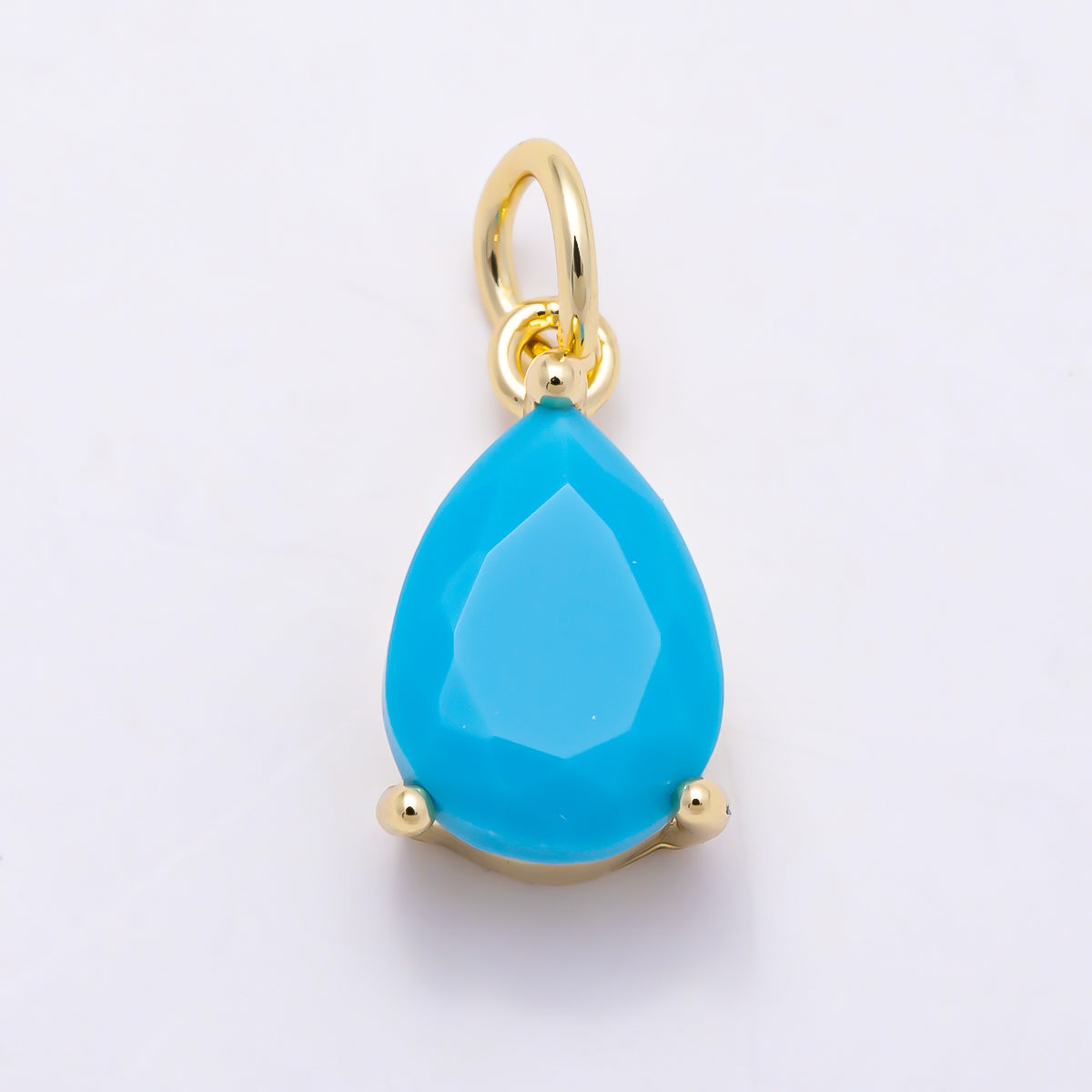 16K Gold Filled 13mm Turquoise Gemstone Solitaire Teardrop Charm in Gold & Silver | Charms-02054 Charms-02055