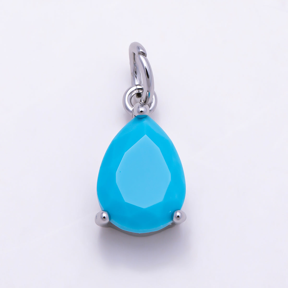 16K Gold Filled 13mm Turquoise Gemstone Solitaire Teardrop Charm in Gold & Silver | Charms-02054 Charms-02055