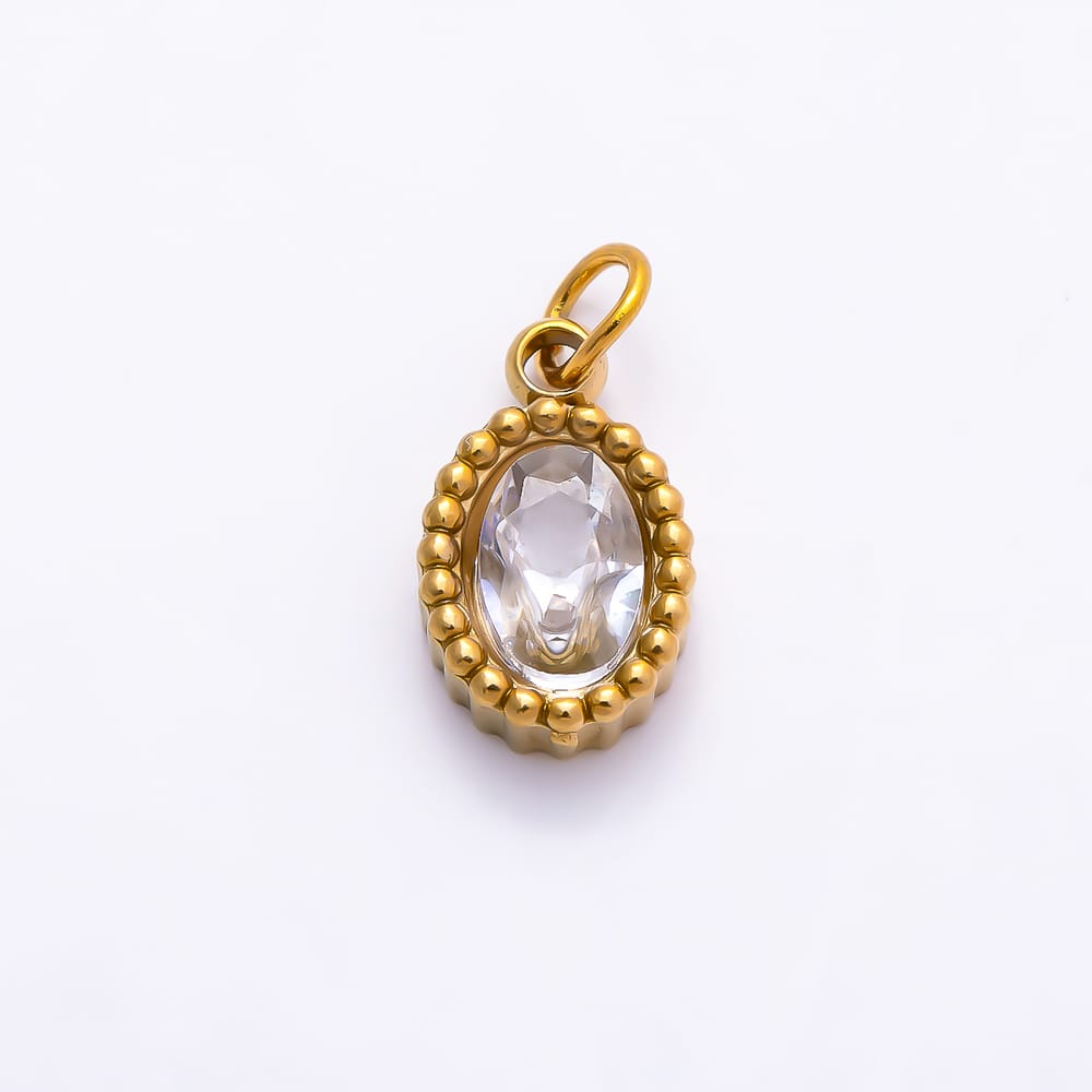 Stainless Steel PVD 11mm Clear CZ Oval Faceted Mini Charm in Gold & Silver | Charms-02070 - Charms-02071