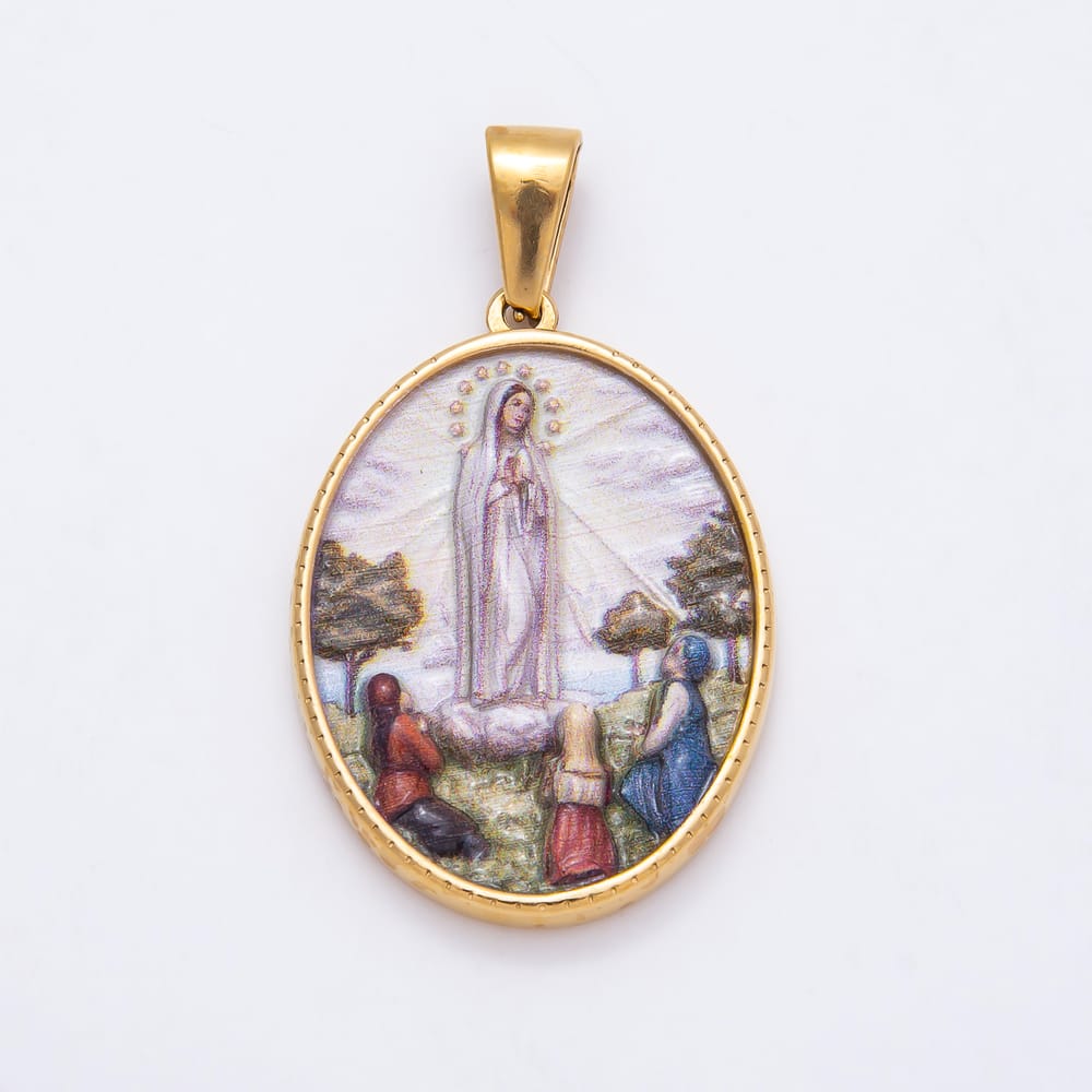 PVD Stainless Steel 36mm Our Lady of Guadalupe Virgin Mary Medallion Pendant | Charms-02101