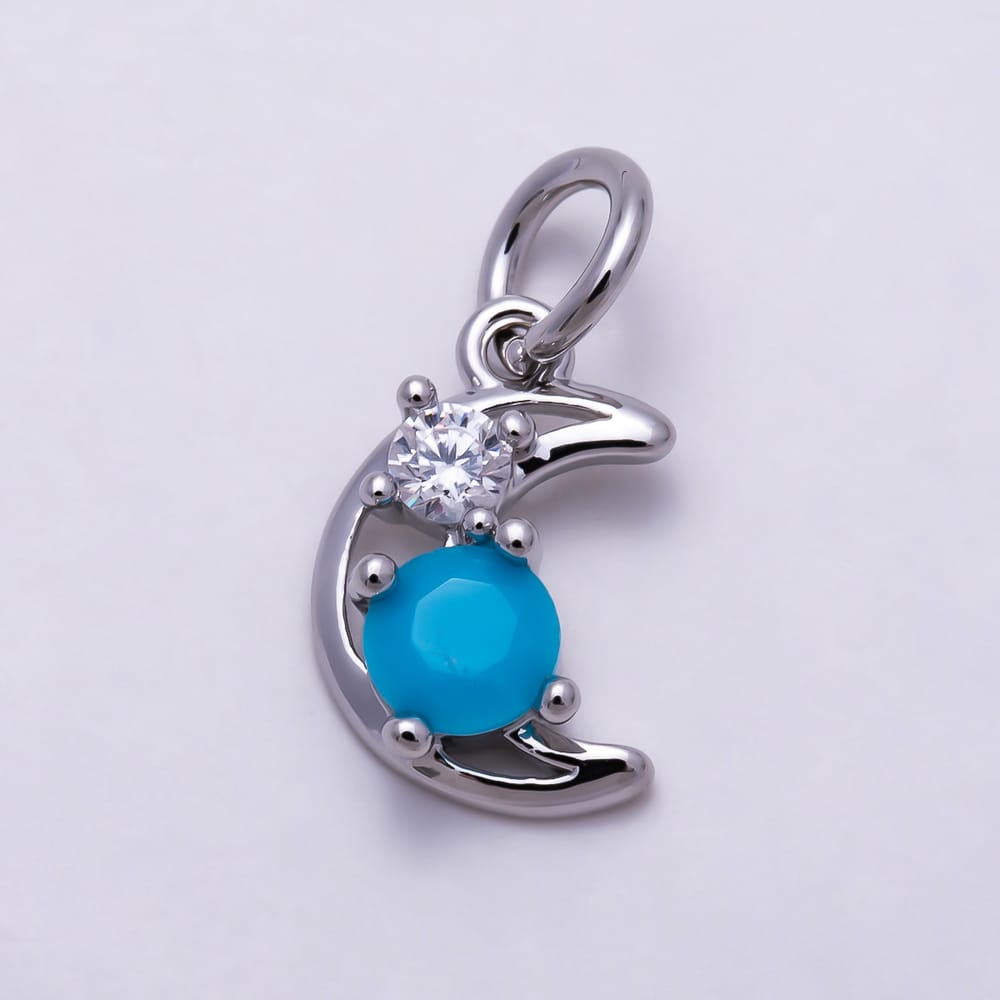 16K Gold Filled 11mm Turquoise Clear CZ Minimalist Crescent Moon Celestial Charm | Charms-02111 - Charms-02112
