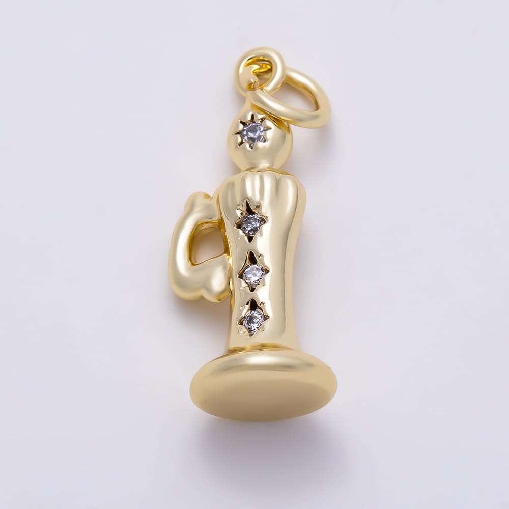 16K Gold Filled 20mm Clear CZ Vintage Candle Starburst Charm | Charms-02113 - Charms-02114
