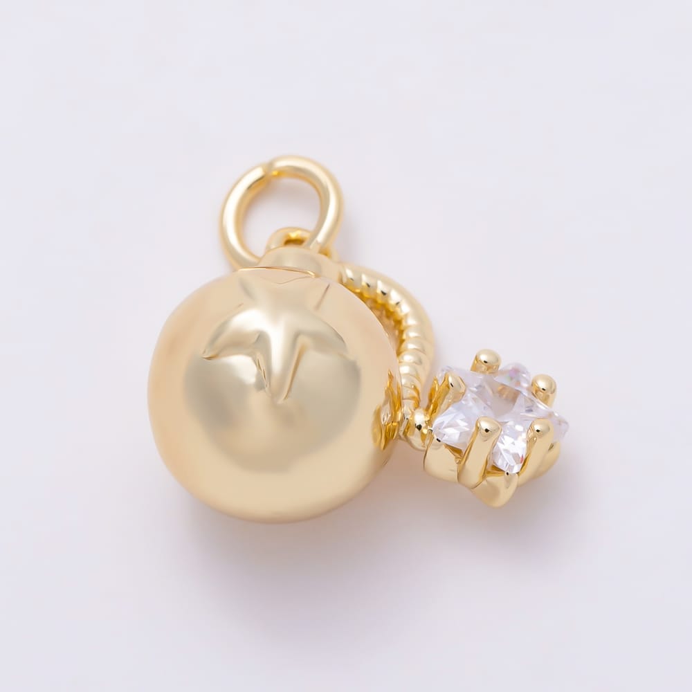 16K Gold Filled 15mm Star Cut Clear CZ 3D Cartoon Bomb Charm | Charms-02117 - Charms-02118
