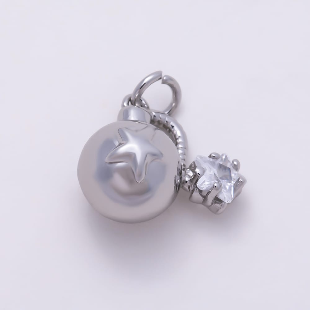 16K Gold Filled 15mm Star Cut Clear CZ 3D Cartoon Bomb Charm | Charms-02117 - Charms-02118
