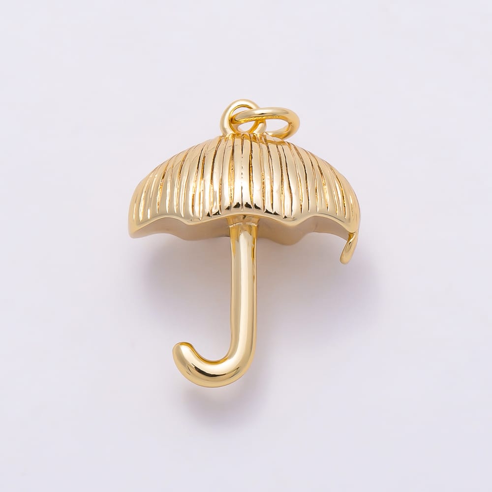 16K Gold Filled 20mm Cute Textured 3D Fluted Umbrella Charm | Charms-02129 - Charms-02130