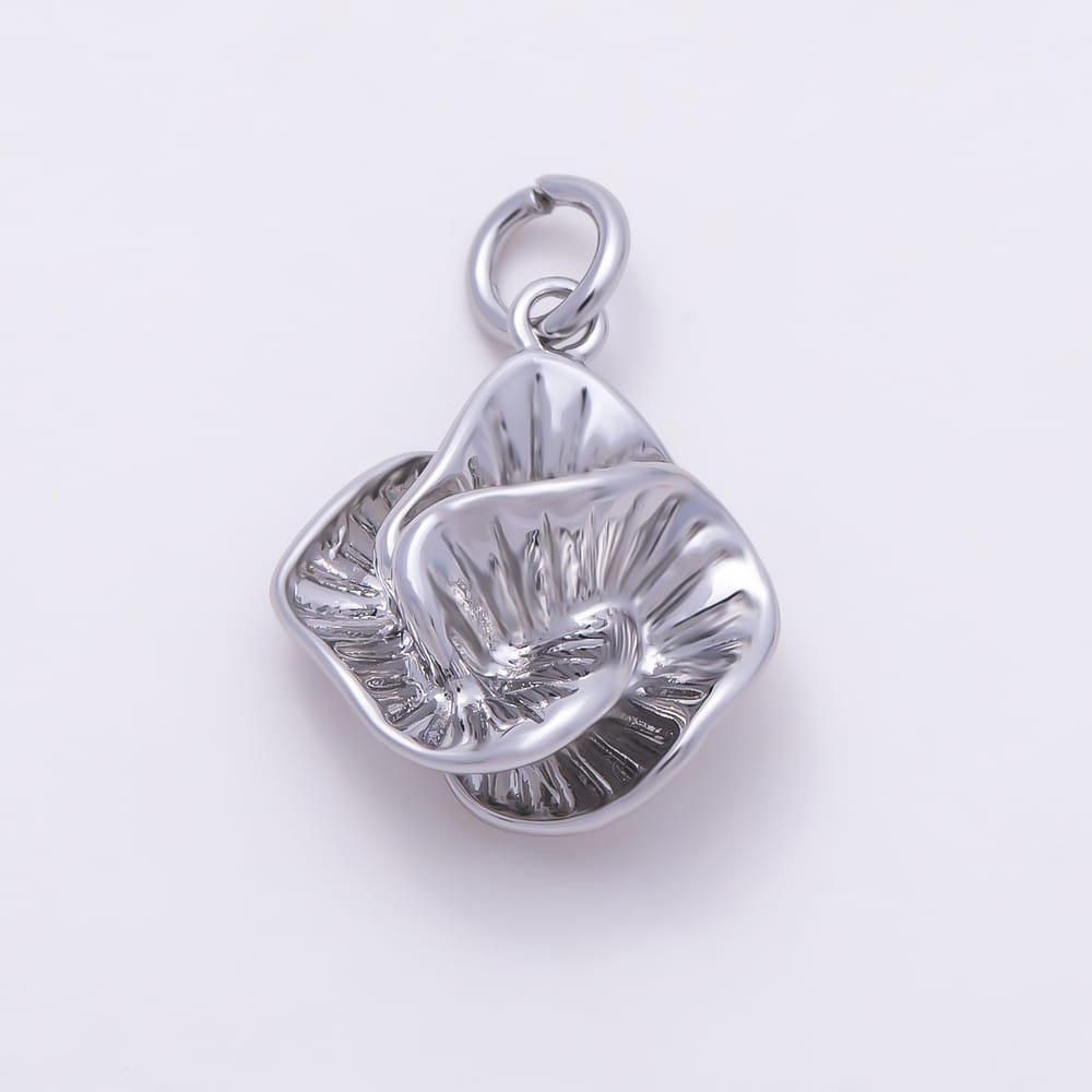 16K Gold Filled 16mm Organic 3D Wavy Mushroom Ribbed Charm | Charms-02142 - Charms-02143