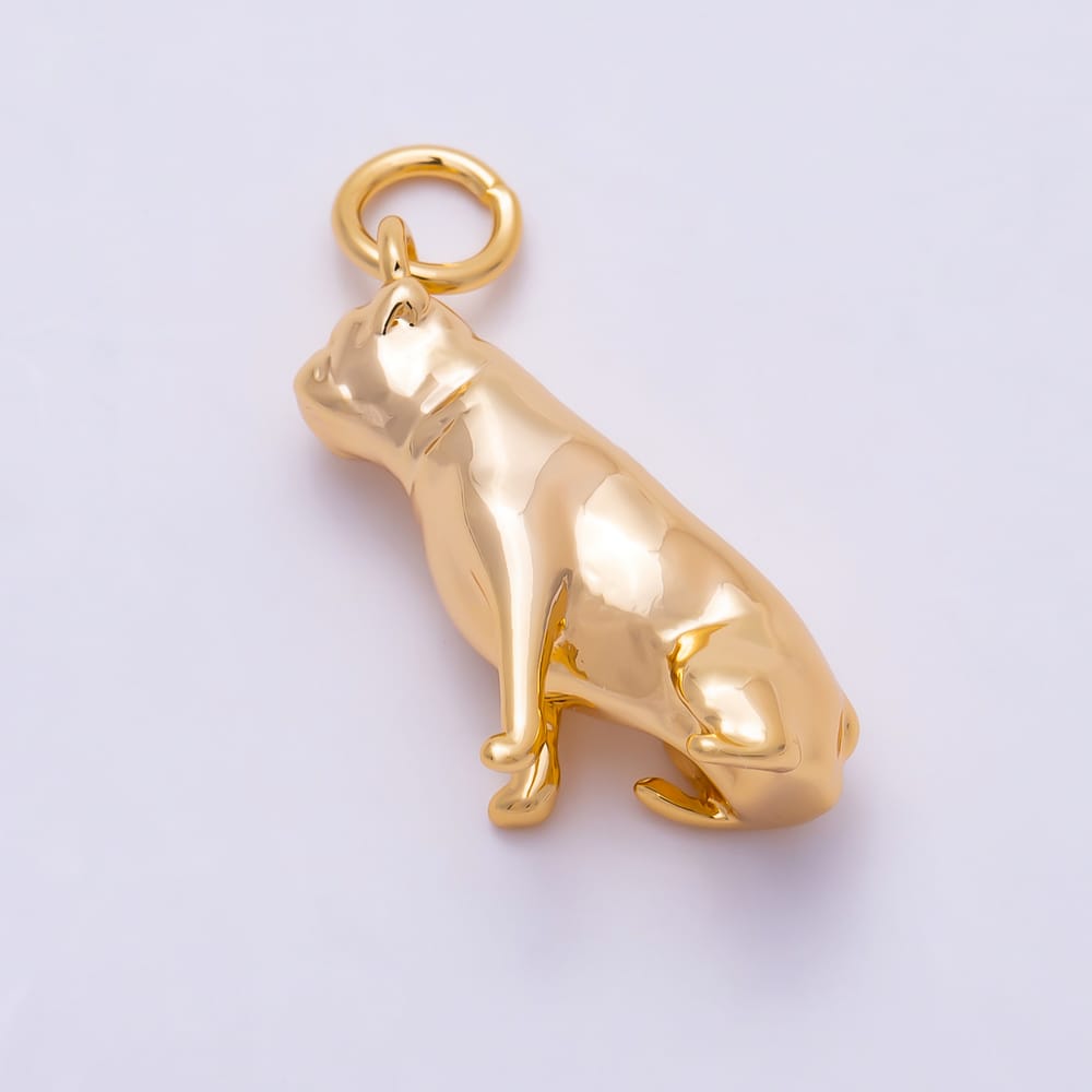 16K Gold Filled 16mm Plain 3D Sitting French Bulldog Animal Charm | Charms-02152