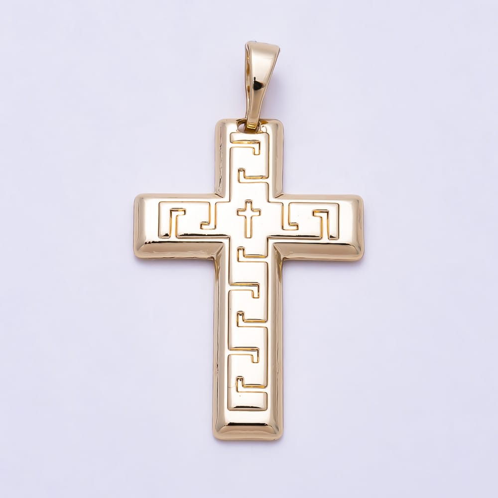 14K Gold Filled 27mm Minimalist Geometric Linear Religious Cross Pendant | Charms-02189