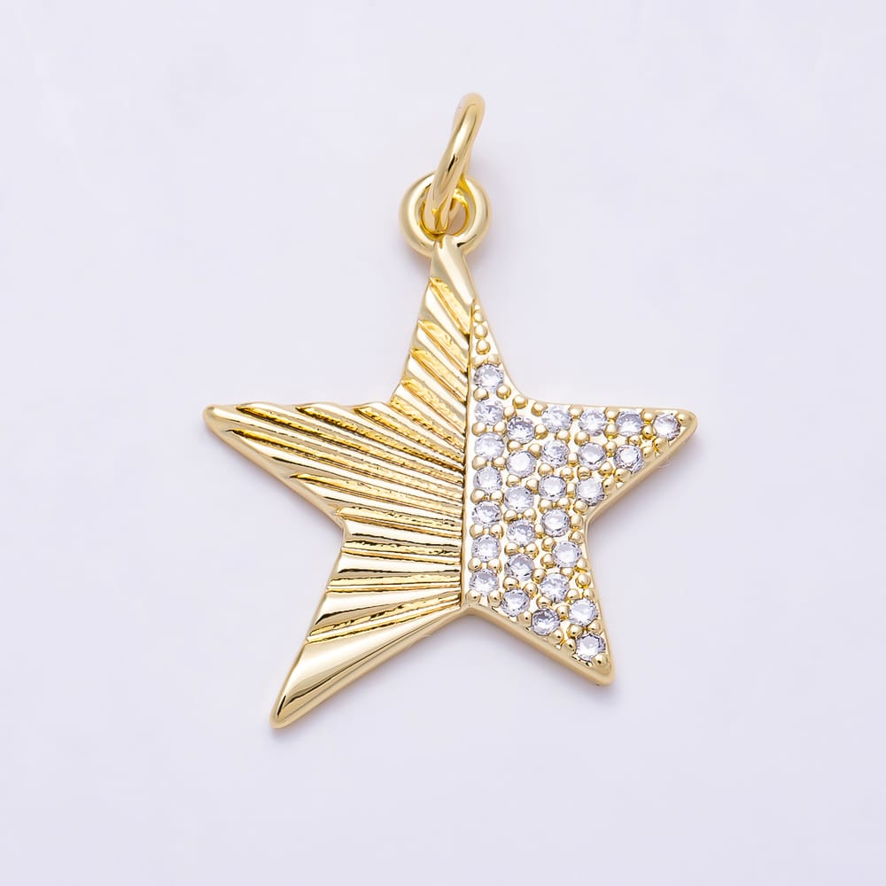 16K Gold Filled 20mm Sunburst Micro Paved CZ Celestial Star Charm in Gold & Silver | Charms-02211 Charms-02212