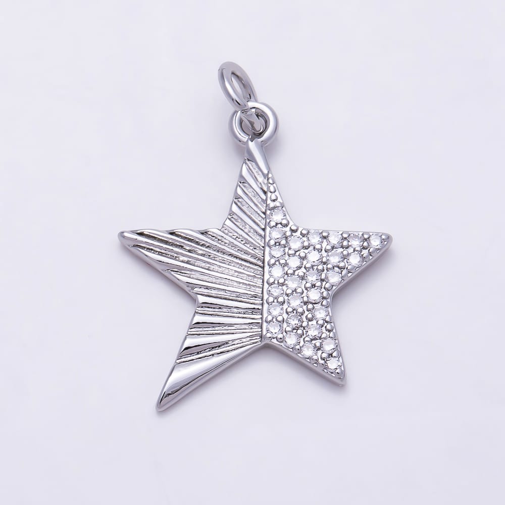 16K Gold Filled 20mm Sunburst Micro Paved CZ Celestial Star Charm in Gold & Silver | Charms-02211 Charms-02212