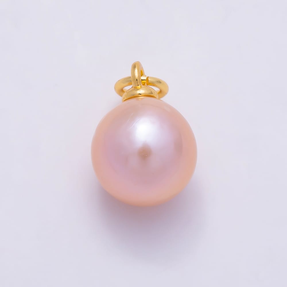18K Gold Filled 12mm Pink Peach Natural Freshwater Pearl Mini Charm | Charms-02225