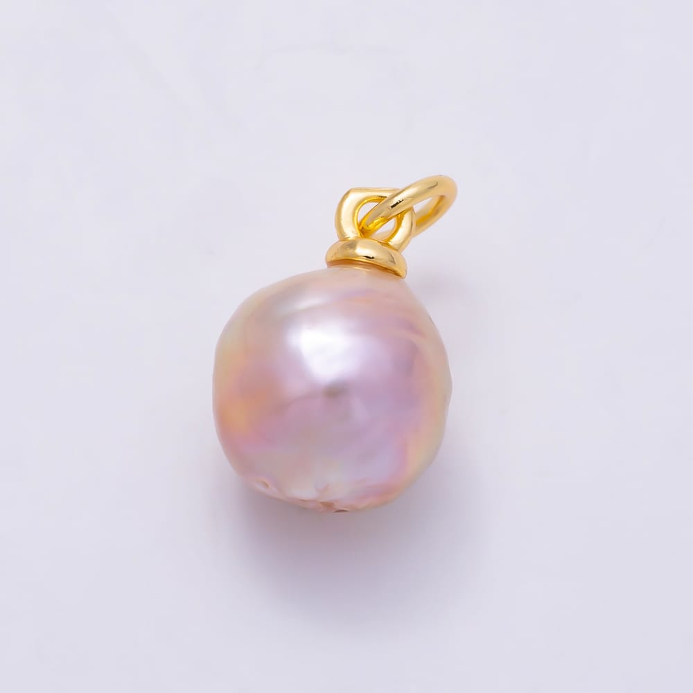 18K Gold Filled 13mm Purple Baroque Natural Freshwater Pearl Mini Charm | Charms-02226