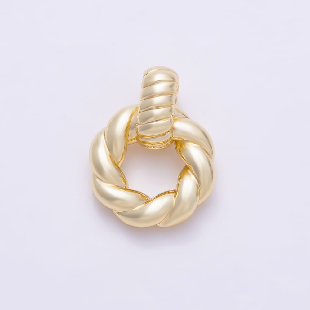 16K Gold Filled 18mm Ribbed Croissant Round Circle Pendant in Gold & Silver | Charms-02232 Charms-02233