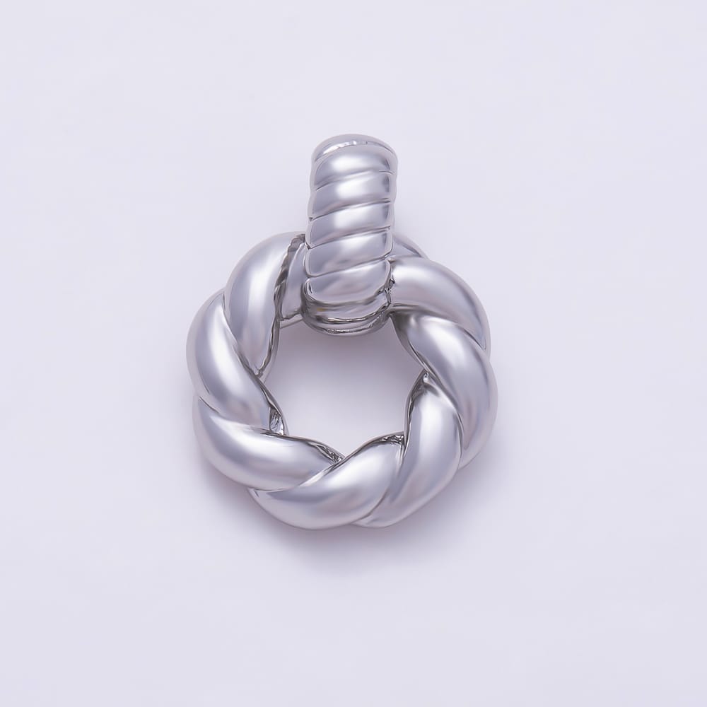 16K Gold Filled 18mm Ribbed Croissant Round Circle Pendant in Gold & Silver | Charms-02232 Charms-02233