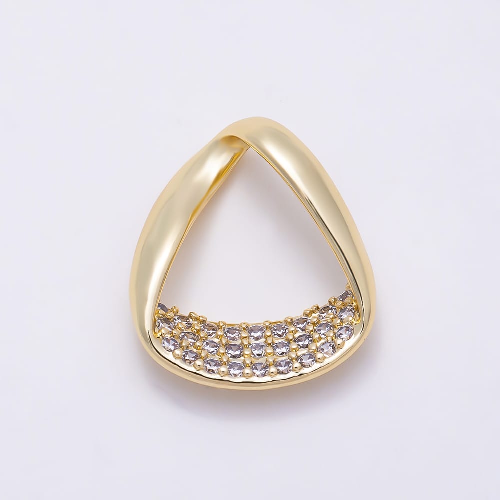 16K Gold Filled 17mm Micro Paved CZ Geometric Abstract Knot Link Pendant | Charms-02234