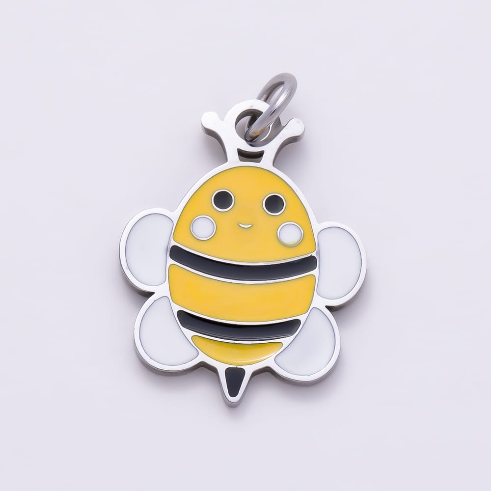 16K Gold Filled 19mm Yellow Enamel Bumble Bee Insect Charm in Gold & Silver | Charms-02238 Charms-02239
