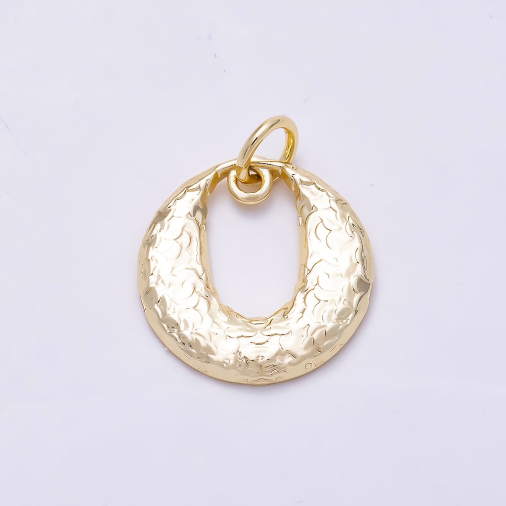 16K Gold Filled 14mm Hammered Textured Open Round Charm in Gold & Silver | Charms-02251 Charms-02252
