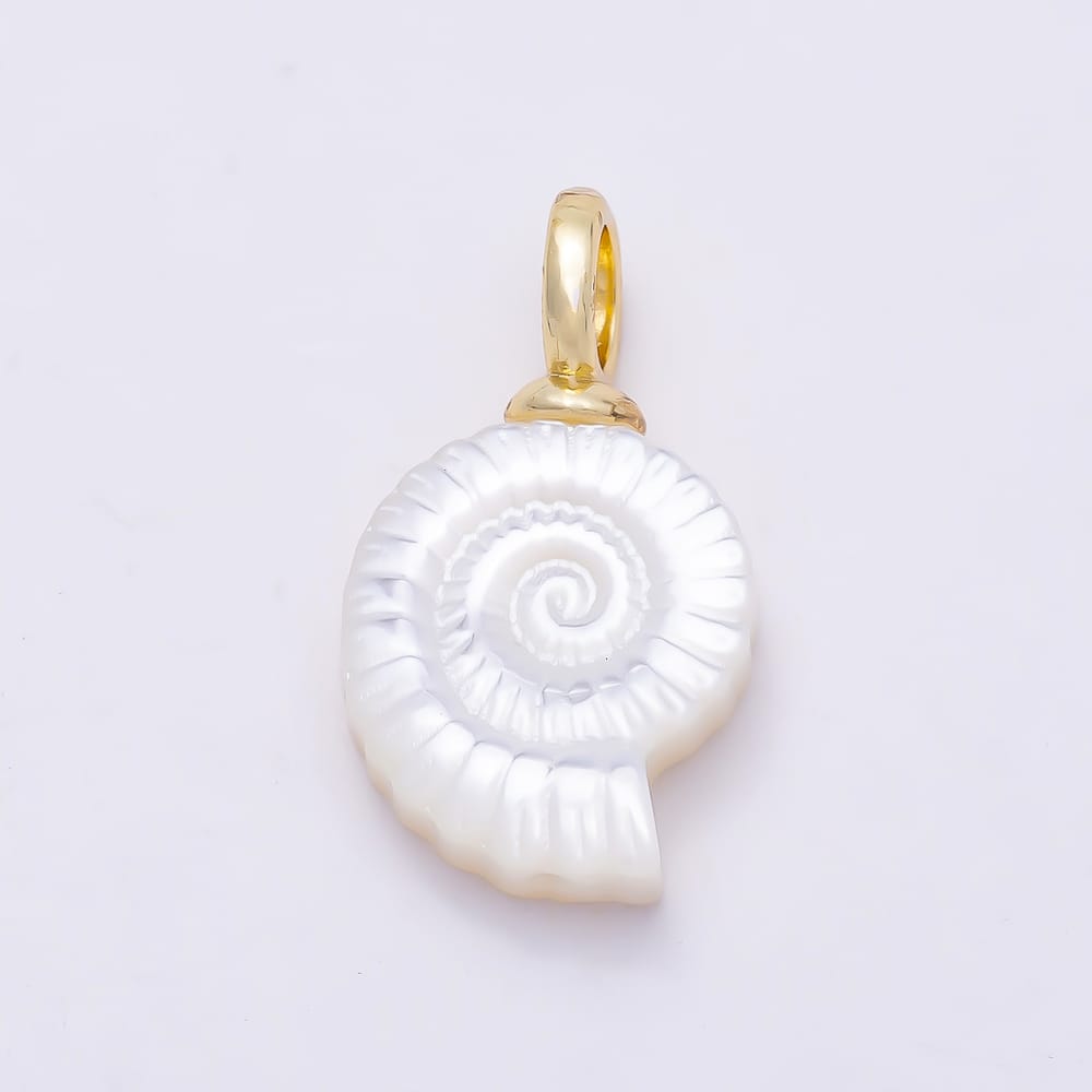 16K Gold Filled 18mm Shell Pearl Conch Clam Drop Pendant | Charms-02255