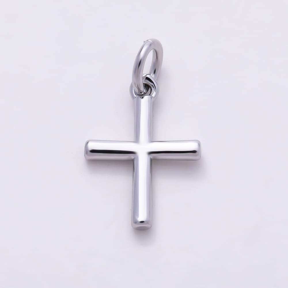 Silver 14mm Minimalist Religious Cross Charm | Charms-02261