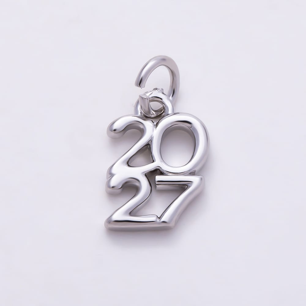 16K Gold Filled 12mm "2027" New Year Minimalist Number Script Charm in Gold & Silver | Charms-02303 Charms-02304