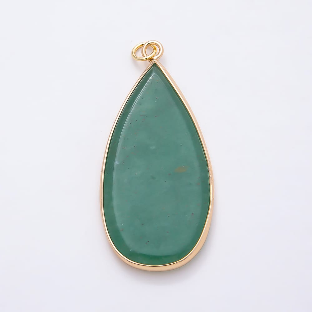 16K Gold Filled 45mm Natural Gemstone Bezel Teardrop Charm | Charms-02351 ~ Charms-02358