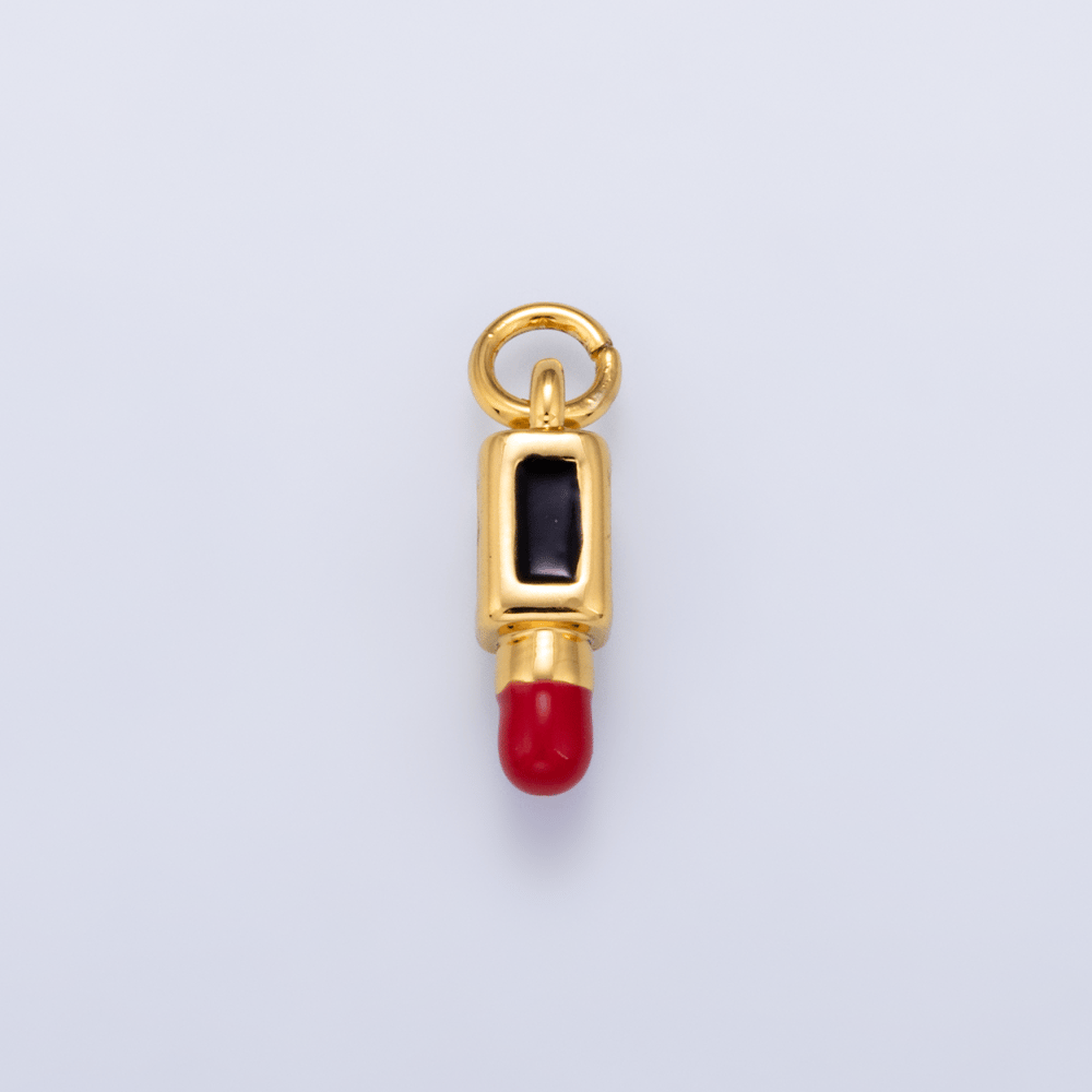 16K Gold Filled 15mm Red Lipstick Makeup 3D Multidimensional Mini Charm | Charms-02364