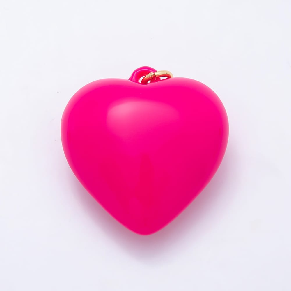 18K Gold Filled 44mm Pink, Black, Fuchsia, Red, Burgundy Enamel Resin Chubby Heart Charm | Charms-02389 ~ Charms-02393