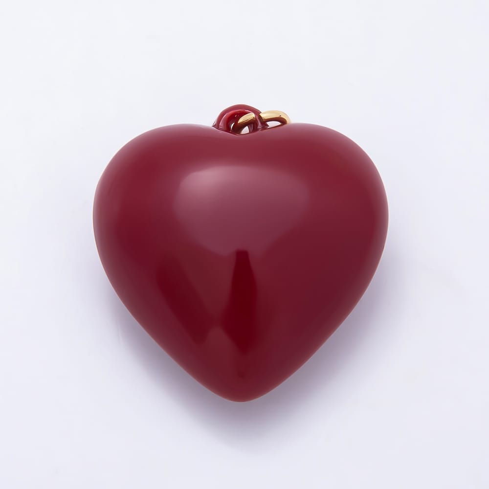 18K Gold Filled 44mm Pink, Black, Fuchsia, Red, Burgundy Enamel Resin Chubby Heart Charm | Charms-02389 ~ Charms-02393