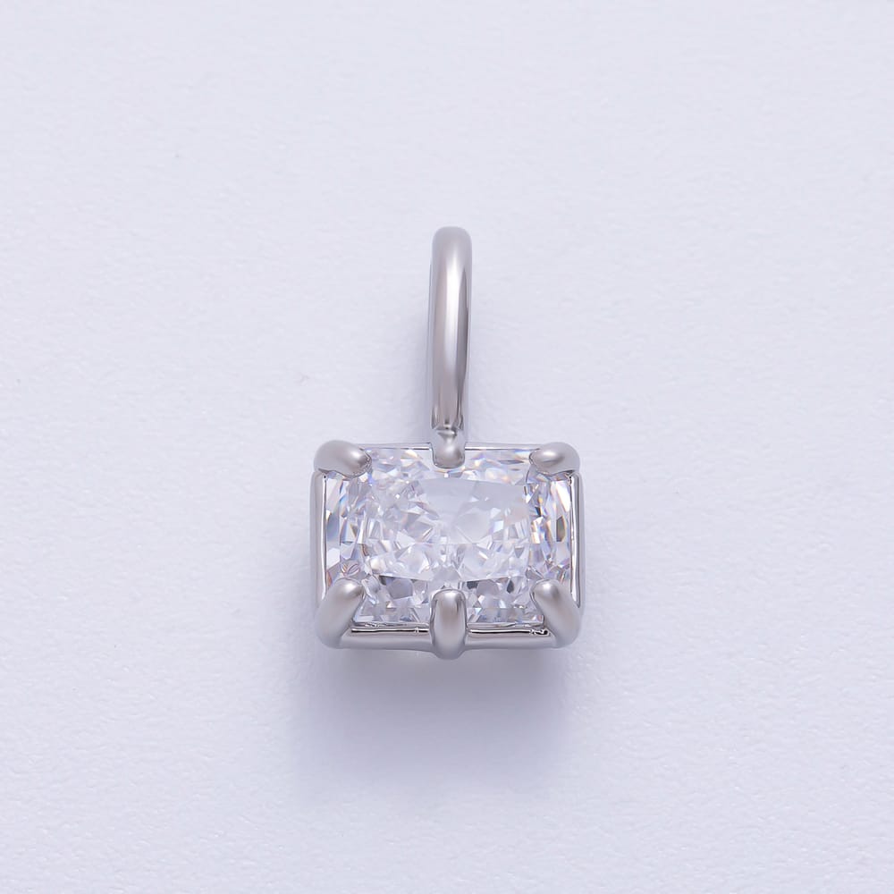 16K Gold Filled 18mm, 14mm Clear CZ GEORGIAN SET BEZEL Solitaire Pendant in Gold & Silver | Charms-02404 ~ Charms-02427