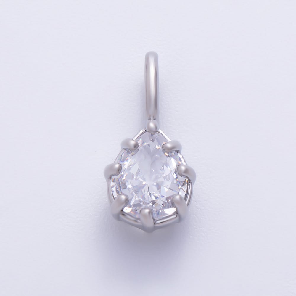 16K Gold Filled 18mm Teardrop Clear CZ Georgian Set Bezel Solitaire Pendant in Gold & Silver | Charms-02408 Charms-02409