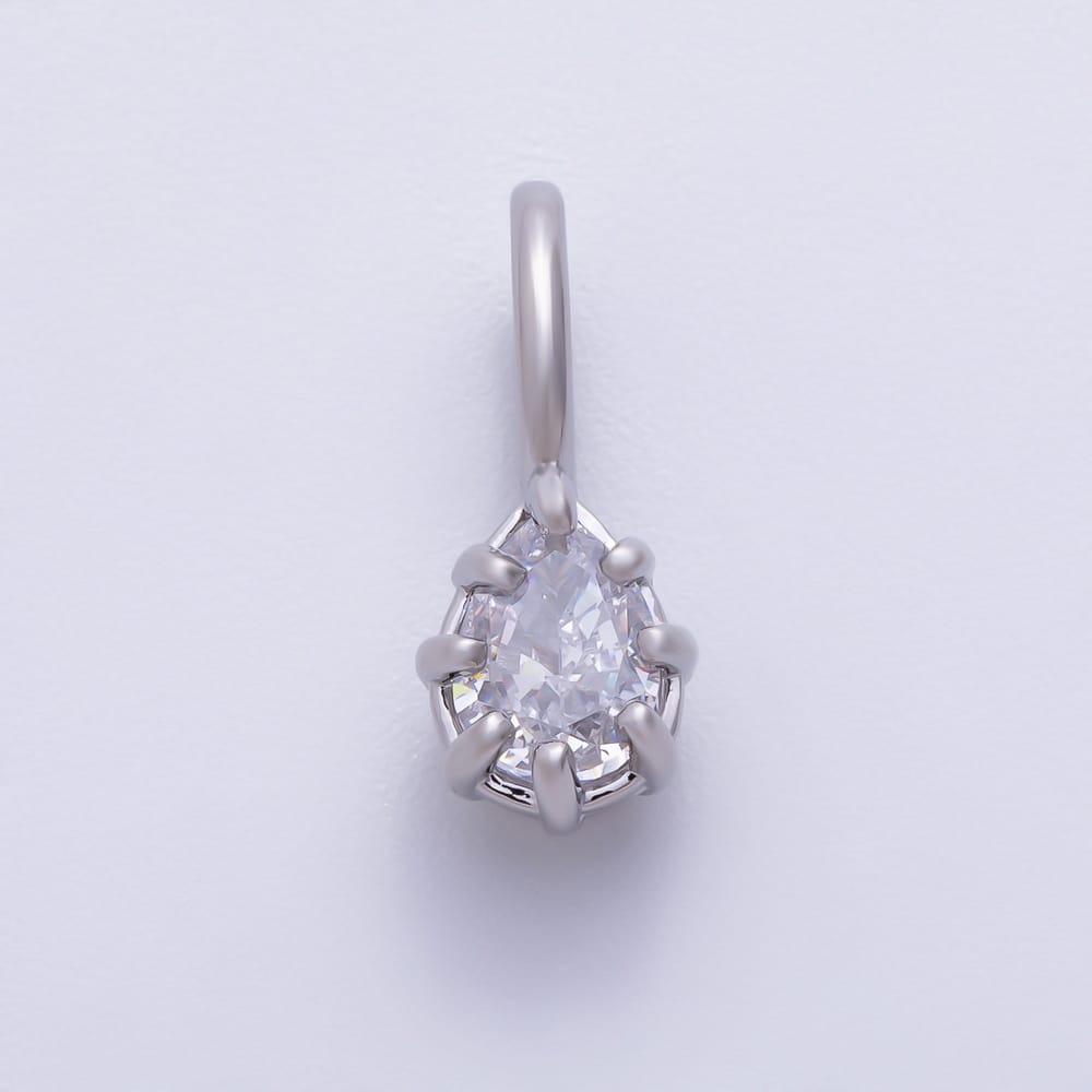 16K Gold Filled 16mm Mini Teardrop Clear CZ Georgian Set Bezel Solitaire Pendant in Gold & Silver | Charms-02420 Charms-02421