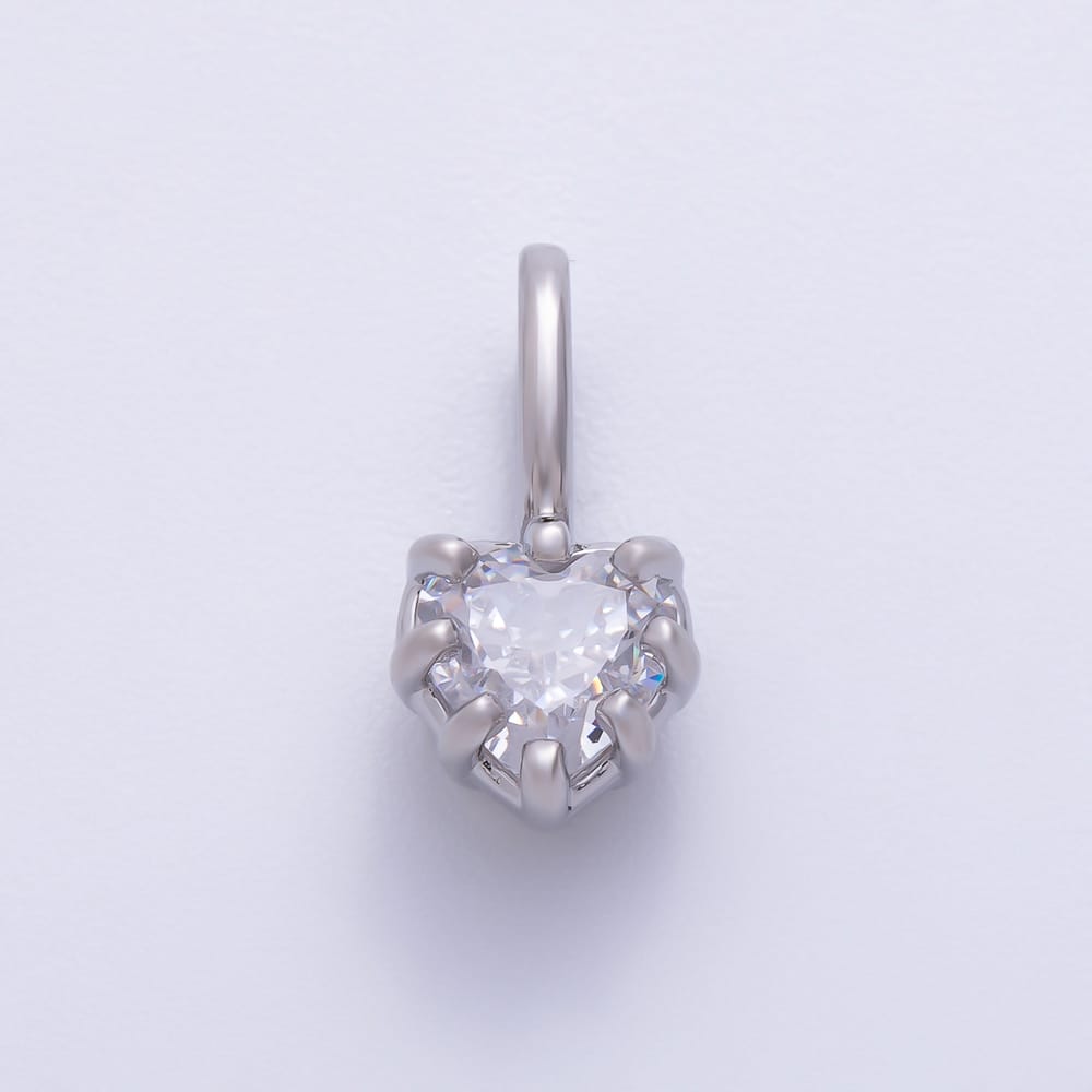 16K Gold Filled 14mm Mini Heart Clear CZ Georgian Set Bezel Solitaire Pendant in Gold & Silver | Charms-02422 Charms-02423