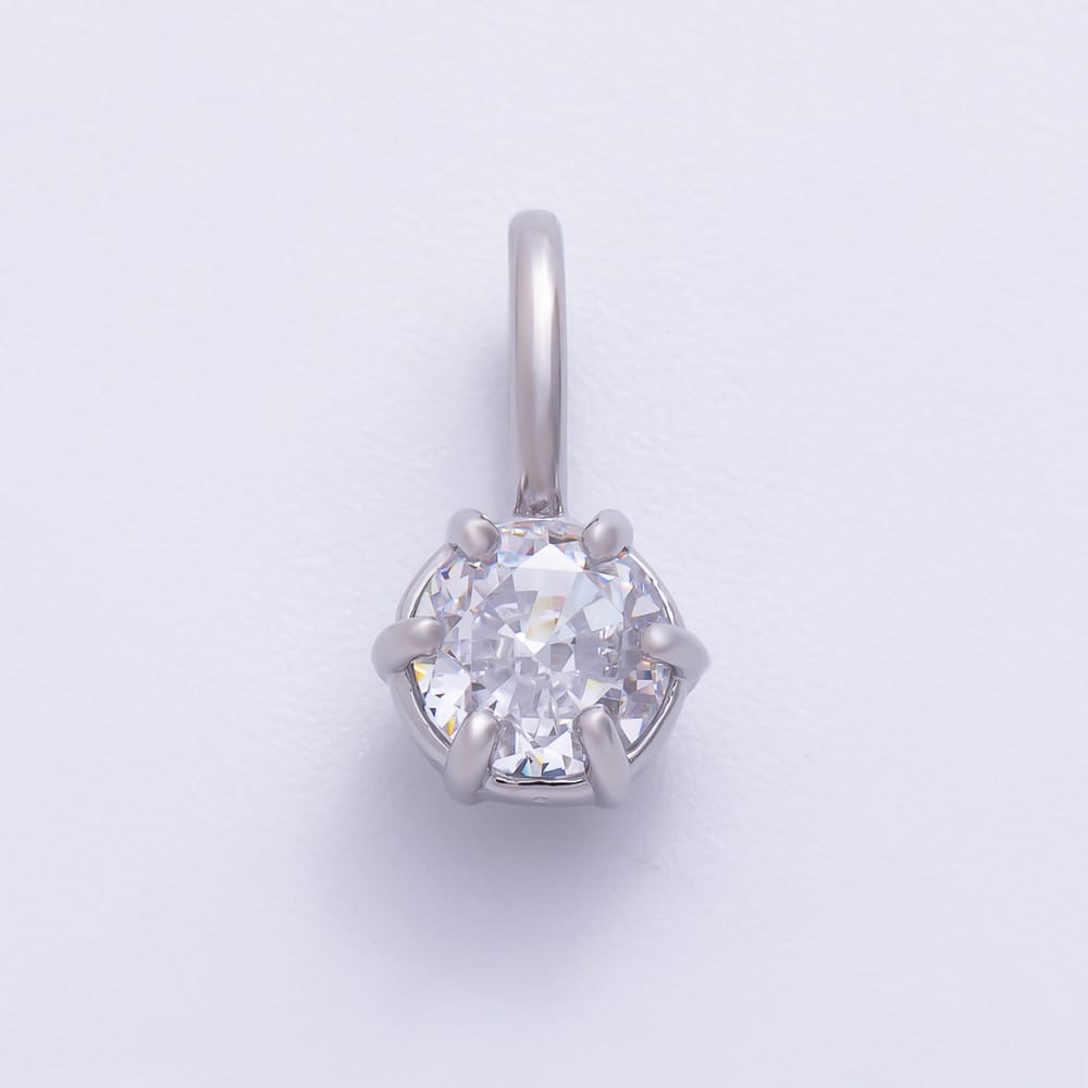 16K Gold Filled 14mm Mini Round Clear CZ Georgian Set Bezel Solitaire Pendant in Gold & Silver | Charms-02426 Charms-02427