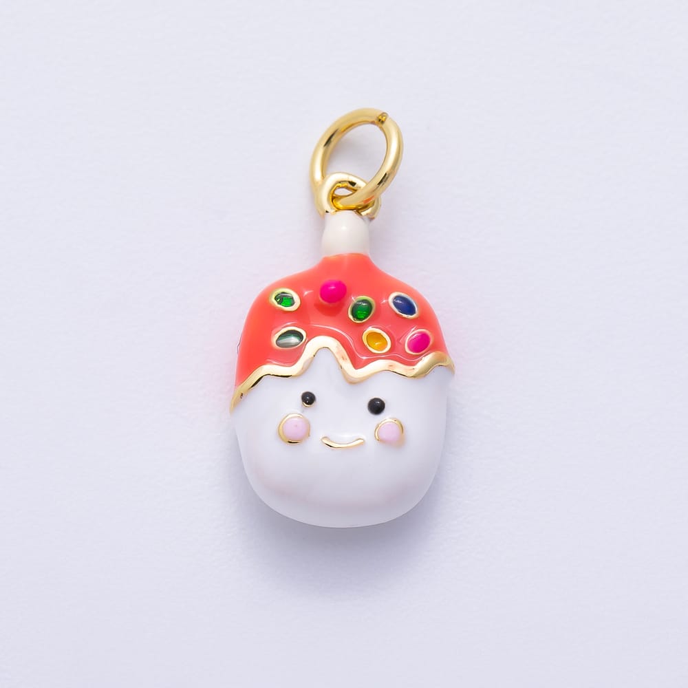 16K Gold Filled 17mm Red, Pink, Blue, Green Enamel Multicolor Sprinkle Popsicle Ice Cream Charm | Charms-02451 ~ Charms-02454