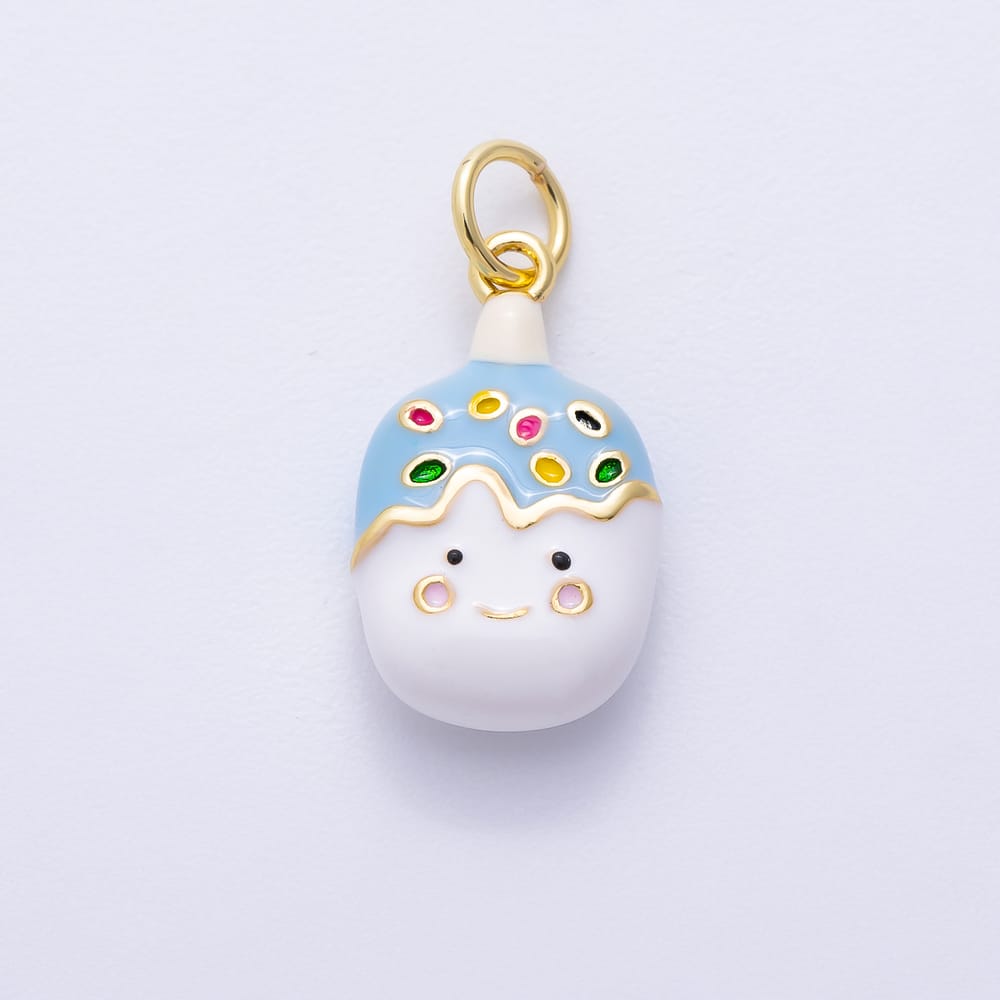 16K Gold Filled 17mm Red, Pink, Blue, Green Enamel Multicolor Sprinkle Popsicle Ice Cream Charm | Charms-02451 ~ Charms-02454
