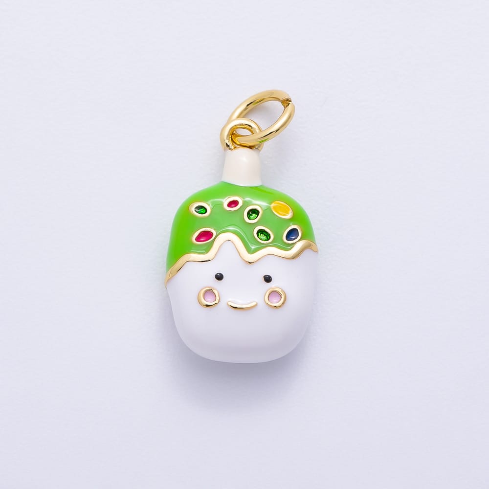 16K Gold Filled 17mm Red, Pink, Blue, Green Enamel Multicolor Sprinkle Popsicle Ice Cream Charm | Charms-02451 ~ Charms-02454