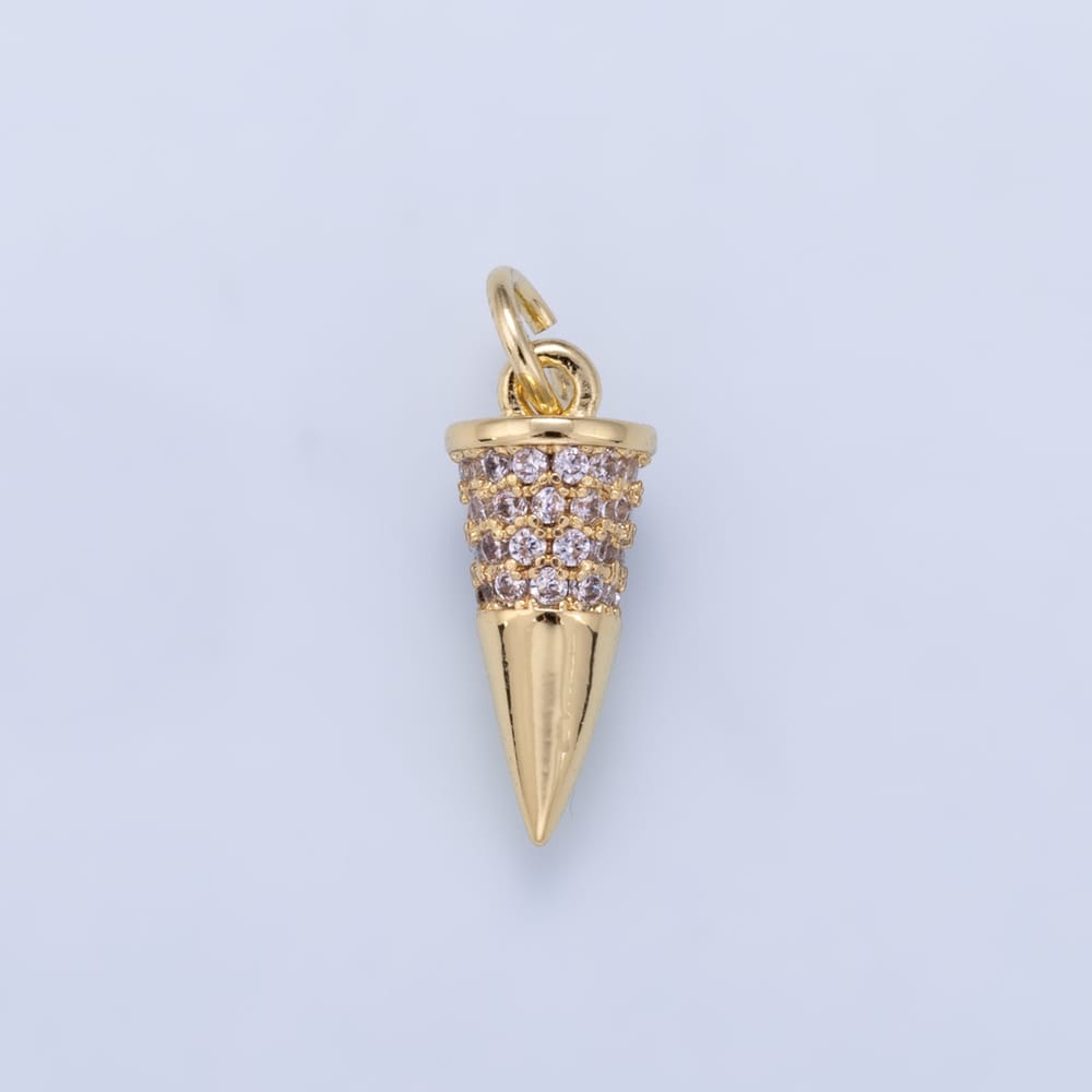 16K Gold Filled 46mm Micro Paved CZ Spiked Mini Charm | Charms-02469