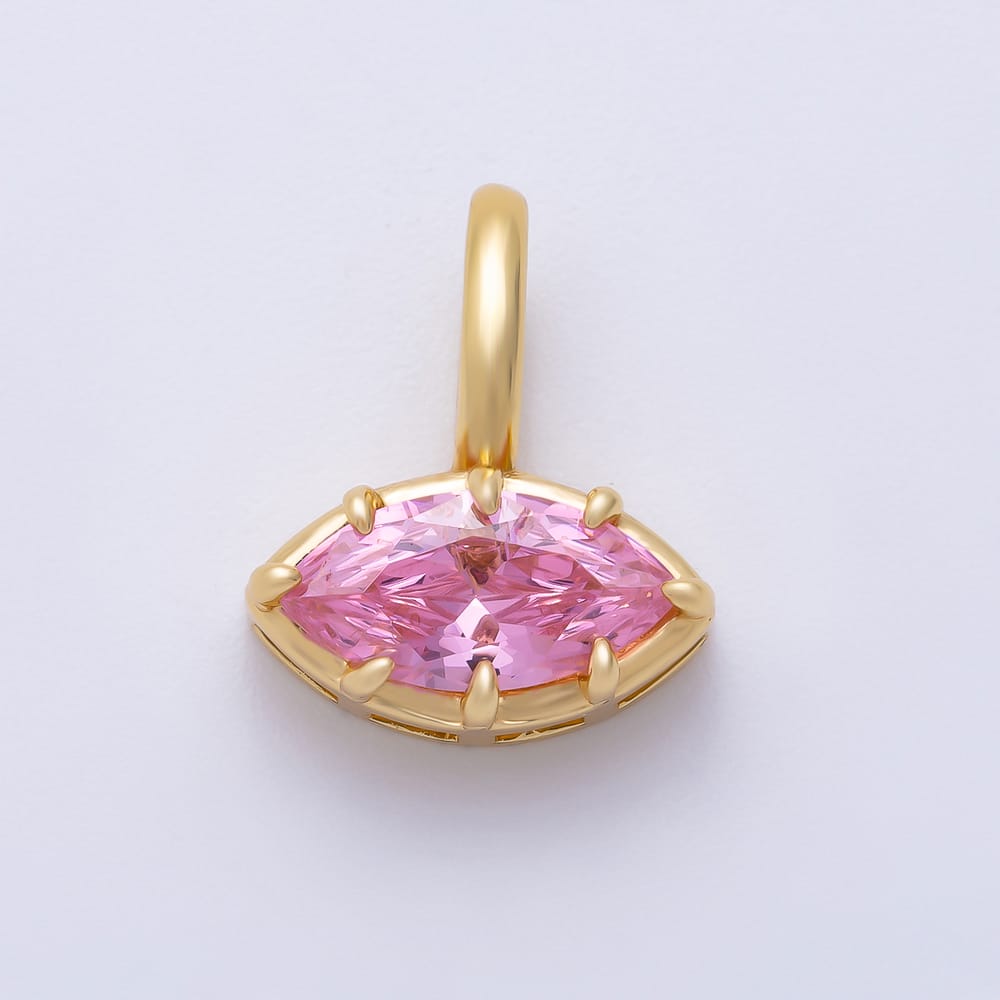 16K Gold Filled 16mm Solitaire Purple, Red, Pink CZ Marquise Prong Bezel Pendant | Charms-02589 ~ Charms-02591