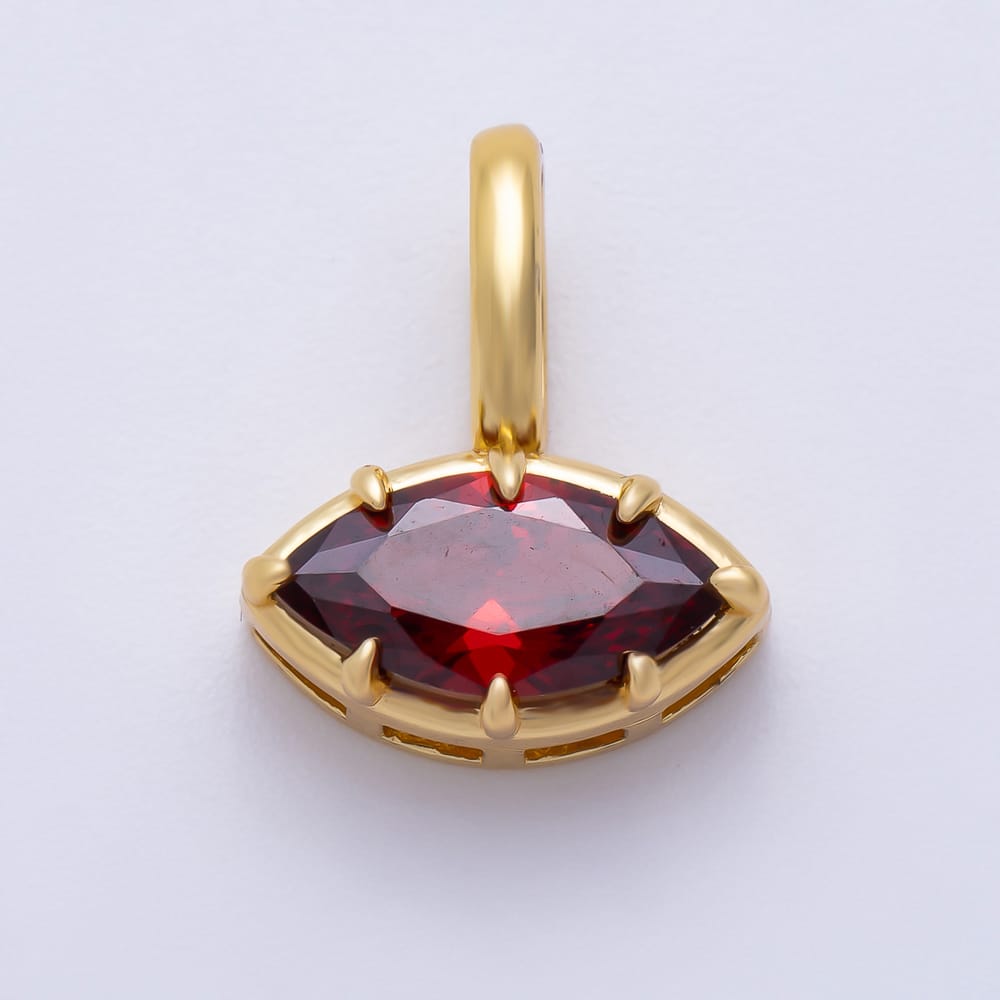 16K Gold Filled 16mm Solitaire Purple, Red, Pink CZ Marquise Prong Bezel Pendant | Charms-02589 ~ Charms-02591
