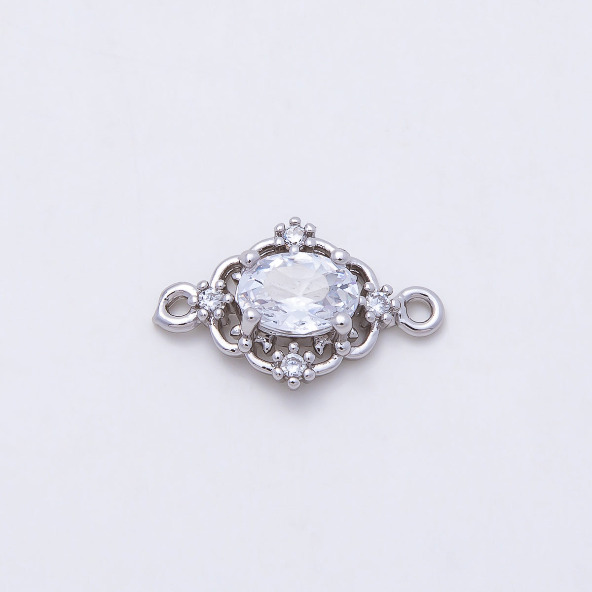 Rhodium Plated 17mm Clear, Pink, Purple CZ Artisan Connector | Connectors-00021 - Connectors-00023