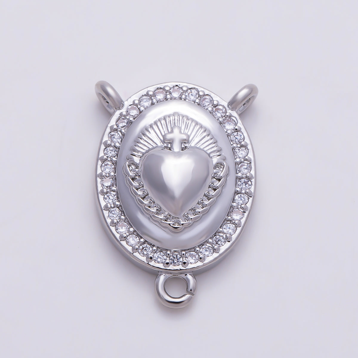 16K Gold Filled 16mm Sacred Heart CZ Rosary Centerpiece Connector | Connectors-00039 - Connectors-00040